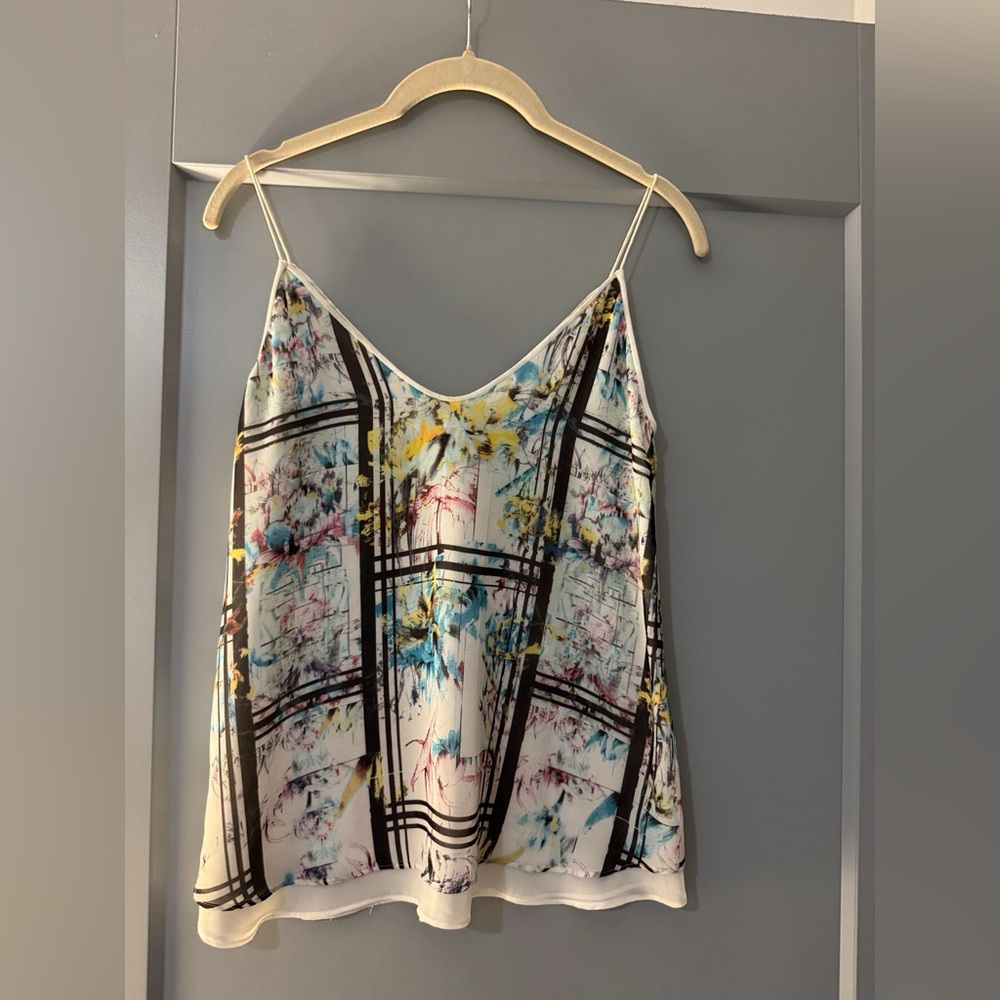 Chelsea28 Floral Grid Sleeveless Blouse Tank Camisole size XS